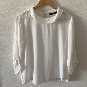 Zara White Flowy Blouse